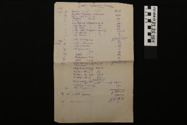 Έγγραφο εσόδων-εξόδων - λίστα εσόδων αλευρόμυλου στο Αγά Ισάρ του 1915-1916 και εξόδων του 1916