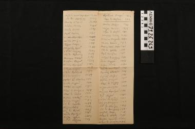 Χειρόγραφο - δίφυλλο μεγάλο έγγραφο με διπλή κάθετη λίστα