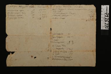 Χειρόγραφο - λίστα εσόδων - εξόδων σε ελληνική γραφή