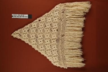 Σάλι - μάλλινο σάλι, υπόλευκο, με μεγάλα κρόσσια