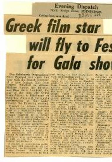Greek film star will fly to festival for Gala show