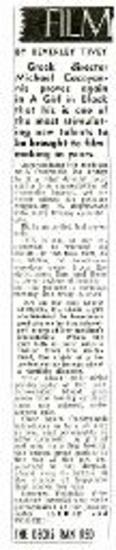 Greek director Michael Cacoyannis proves again in A Girl in Black that he is one of the most stimulating new talents to be brought to film-making in years