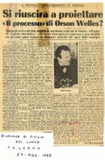 Si riuscirà a proiettare «Il processo» di Orson Welles?