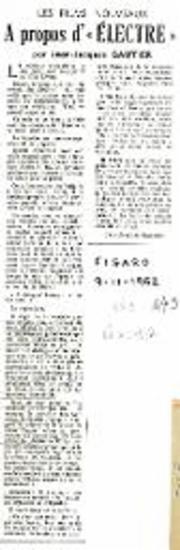 A propos d'«Électre»