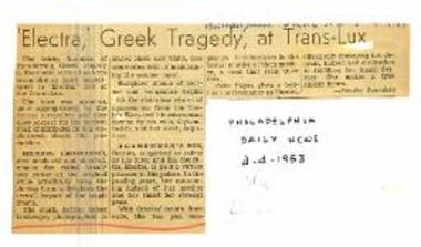 Electra, Greek Tragedy, at Trans-Lux