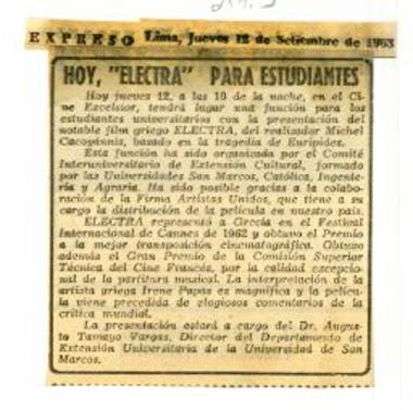 Hoy, Electra para estudiamtes