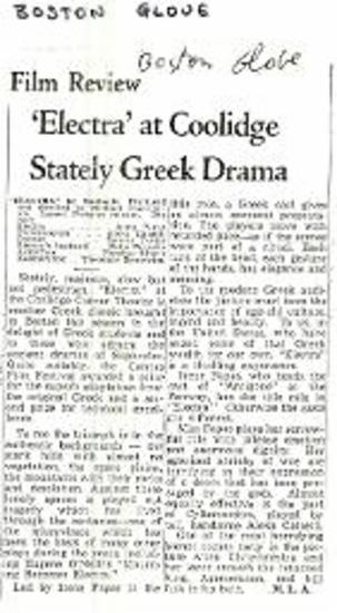 Electra at Coolidge Stately Greek Drama