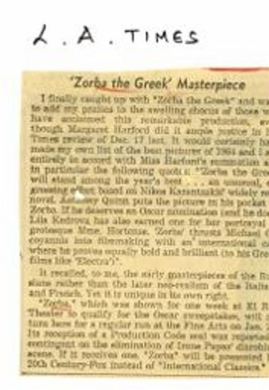 Zorba the Greek Masterpiece