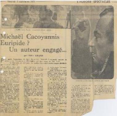 Michael Cacoyannis Euripide? Un auteur engagé…