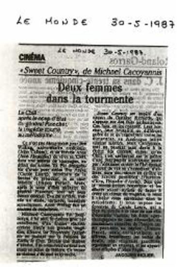 «Sweet country»,de Michael Cacoyannis