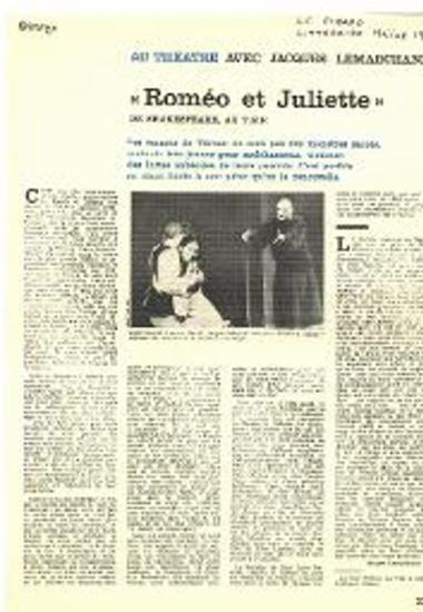 «Roméo et Juliette» de Shakespeare, au T.N.P.