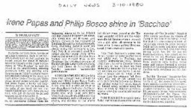 Irene Papas and Philip Bosco shine in Bacchae
