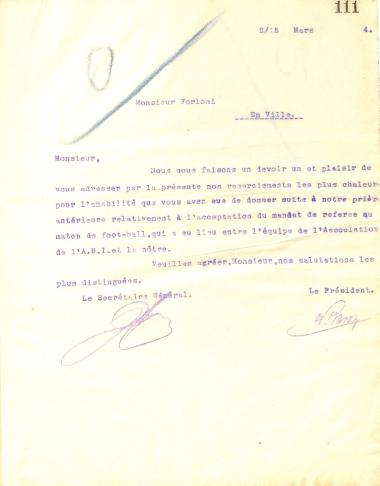 Letter from the Board of Directors of the Gymnastics Association of Iraklis Thessaloniki to Mr. Forloni