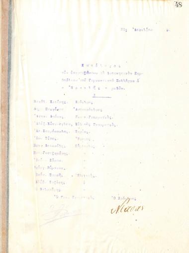 List of the members of the Board of Directors of the Gymnastic Association of Iraklis Thessaloniki, dated on April 22, 1915