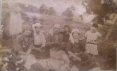 Women in traditional costumes on May Day in Tyroloi, Eastern Thrace, before 1922