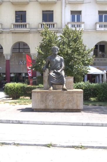The statue of Aristotle in Aristotelous Square