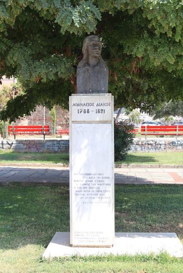 The bust of Athanasios Diakos in the Park of Melenikou Street