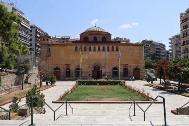 The facade of the Byzantine Church of Thessaloniki