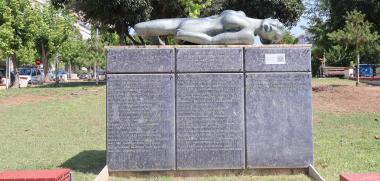 The monument erected in Skra Square in honor of the fallen Kalamariotes during World War II