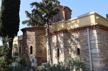 View of the byzantine church of Vlatadon Monastery from the northeast