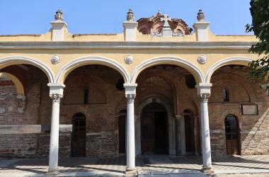The south side of the byzantine church of the Vlatadon Monastery