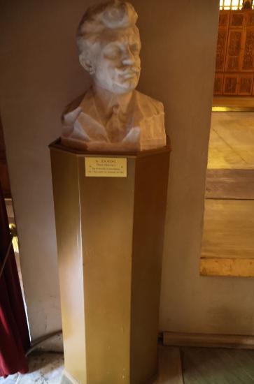 The bust of the architect Aristotelis Zachos inside the Church of Saint Demetrios in Thessaloniki