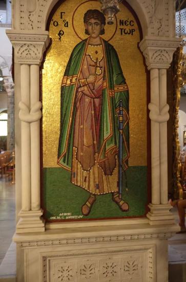 The mosaic of Saint Nestor in the Church of Saint Demetrios in Thessaloniki