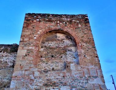 The western side of the Tower of Andronikos Lapardas on the northern walls of Thessaloniki