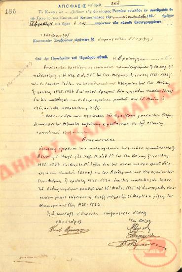 No. Decision 206 of the Community of Rysio Thessaloniki, on October 31, 1935