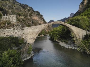 Konitsa Stone Bridge and Aoos River in Epirus