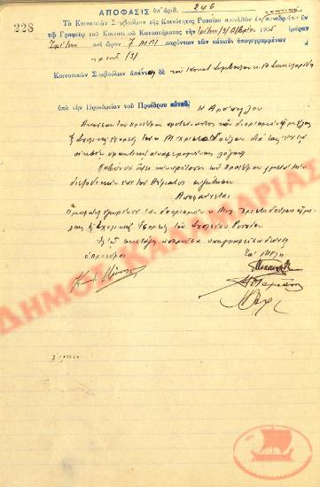 No. Decision 246 of the Community of Rysio Thessaloniki, on December 3, 1935