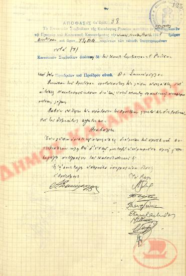 No. Decision 38 of the Community of Rysio Thessaloniki, on March 29, 1937