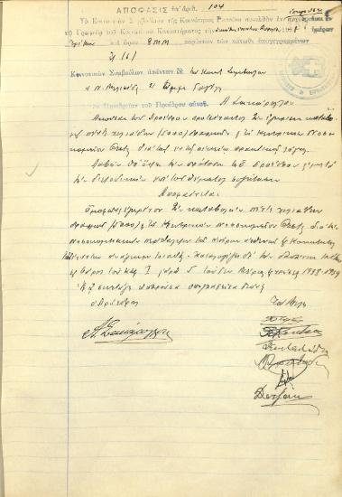No. Decision 104 of the Community of Rysio Thessaloniki, on April 19, 1938