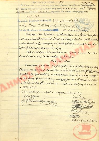 No. Decision 110 of the Community of Rysio Thessaloniki, on May 12, 1938