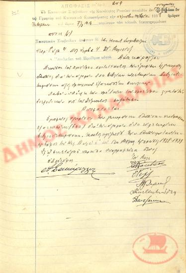 No. Decision 249 of the Community of Rysio Thessaloniki, on October 5, 1938