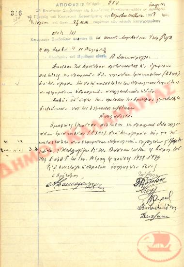 No. Decision 254 of the Community of Rysio Thessaloniki, on October 5, 1938