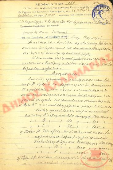No. Decision 120 of the Community of Rysio Thessaloniki, on November 22nd, 1941
