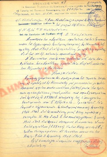 No. Decision 47 of the Community of Rysio Thessaloniki, on November 29th, 1942