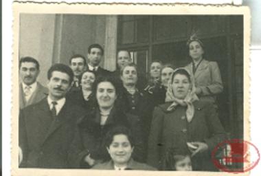 Outside the town hall on the day of the political wedding of Aikaterini Traboutis and Nikolaos Soropoulos.
