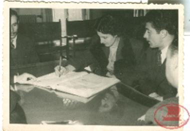 Inside the town hall on the day of the political wedding of Aikaterini Traboutis with Nikolaos Soropoulos
