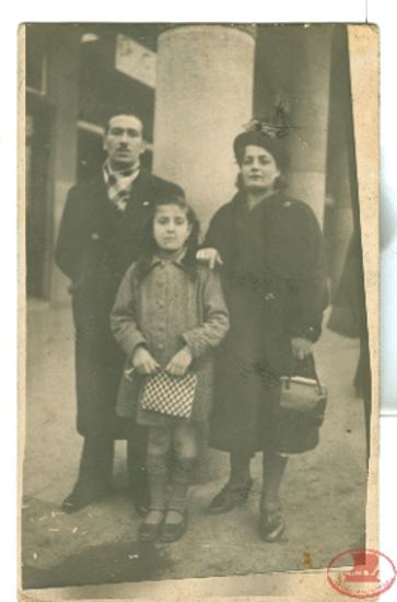 Ekaterini Soropoulou with her parents on a main street in Constantinople