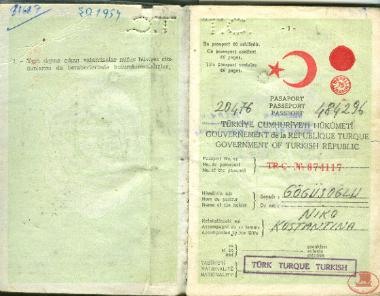Passport of Nikolaos and Constantia Gioousoglou