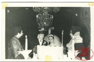 Maria Triantafyllidou, in the church of Pera, on her wedding day