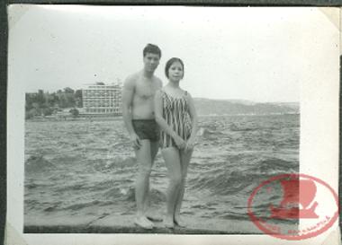 Maria Triantafyllidou with her husband during the summer holidays in the Therapeia Bosphorus