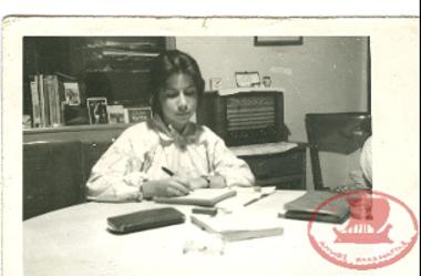Maria Triantafyllidou as a schoolgirl, at a young age, at her home in Constantinople