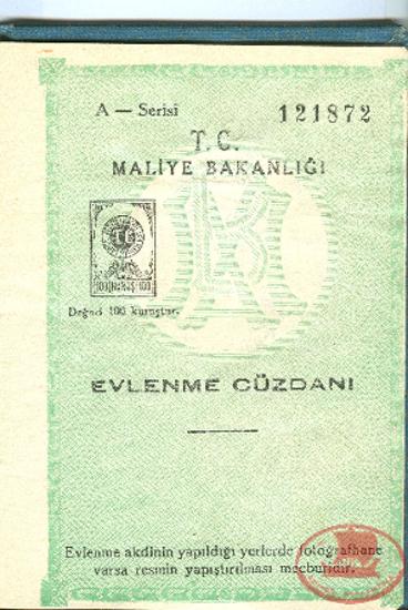 Turkish Civil Marriage Booklet of Maria Triantafyllidou and Eleftherios Kantzalidis
