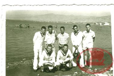Maria Triantafyllidou's husband, Eleftherios Kantzalidis during his military service, on the shores of Bosporus