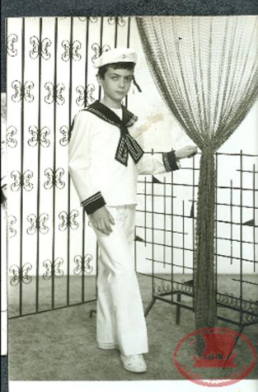 Photography in the studio of Konstantinos Papadopoulos wearing the clothes of the 1973 parade