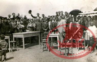 The blessing ceremony and the foundation stone of the Dervkon settlement for the construction of homes for Greek refugees