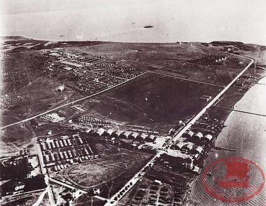 Aerial photograph of Kalamaria in 1916 of Mikro Karambourno